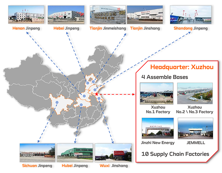 Mapa das bases de produção JinPeng